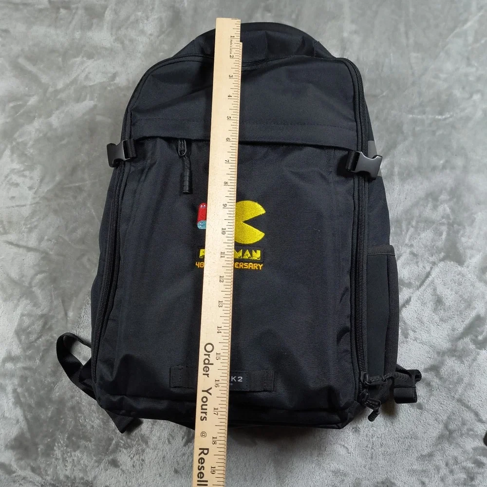 Timbuk2 Division Laptop Backpack‎ OS Black Pac Man Embroidered Padded Travel Bag